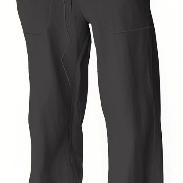 Men's Casual Cotton Linen Pants Elastic Waist Drawstring Summer Beach Lightweight Loose Yoga Linen Trousers Pockets