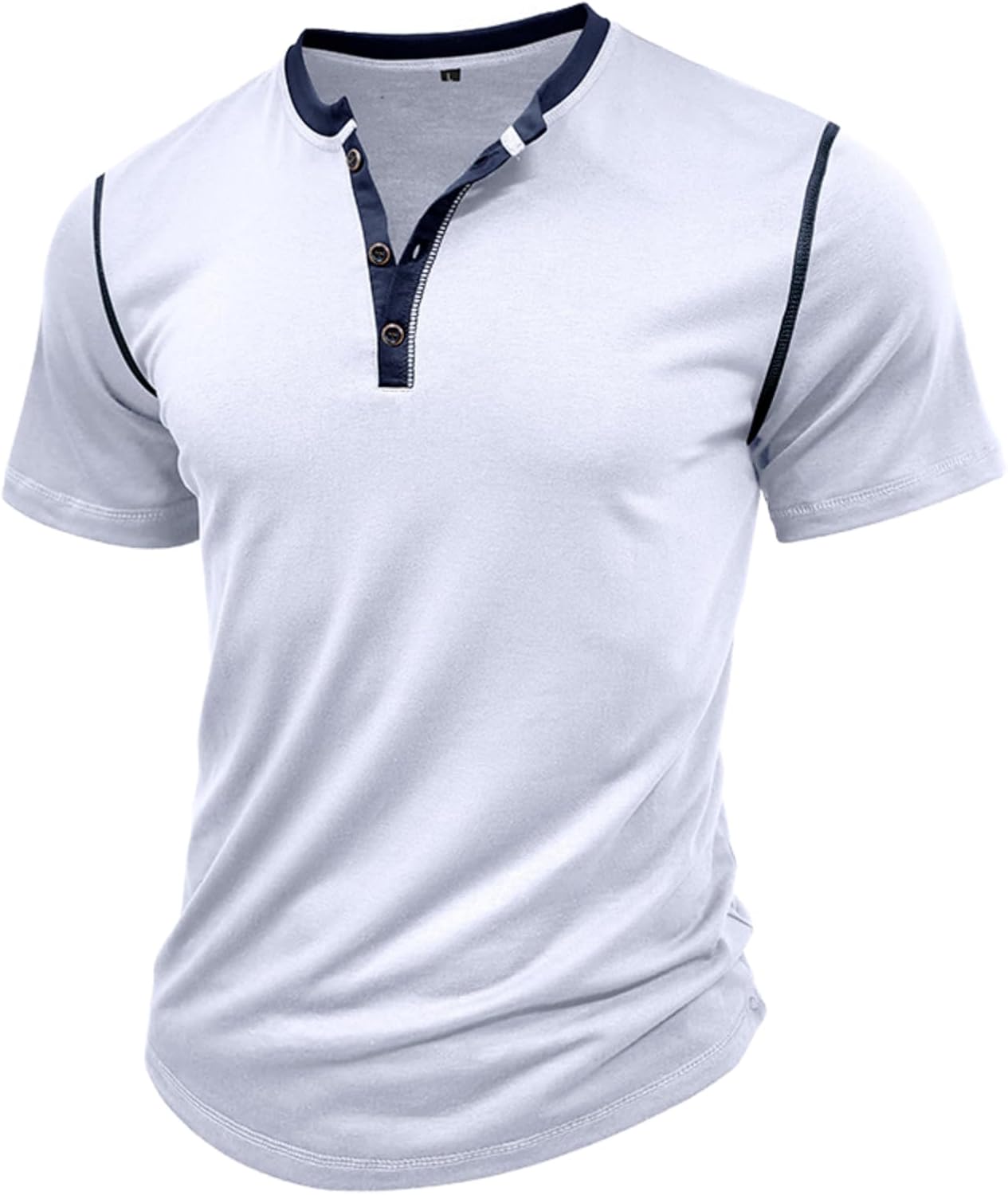 Men's Henley Shirts Classic Casual Basic Tee Shirts Short Sleeve Cotton Summer Button T Shirts - Image 2